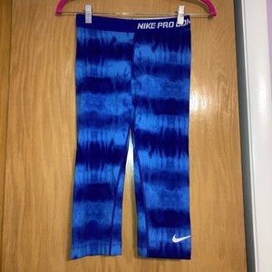 Nike Pro Combat Tie Dye Blue Legging Capris XS Compression Athletic Pants